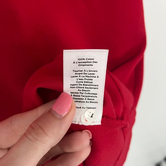 Talbots Round Neck Red Long Sleeve 100% Cotton Sheath Dress Small S - Picture 8 of 9